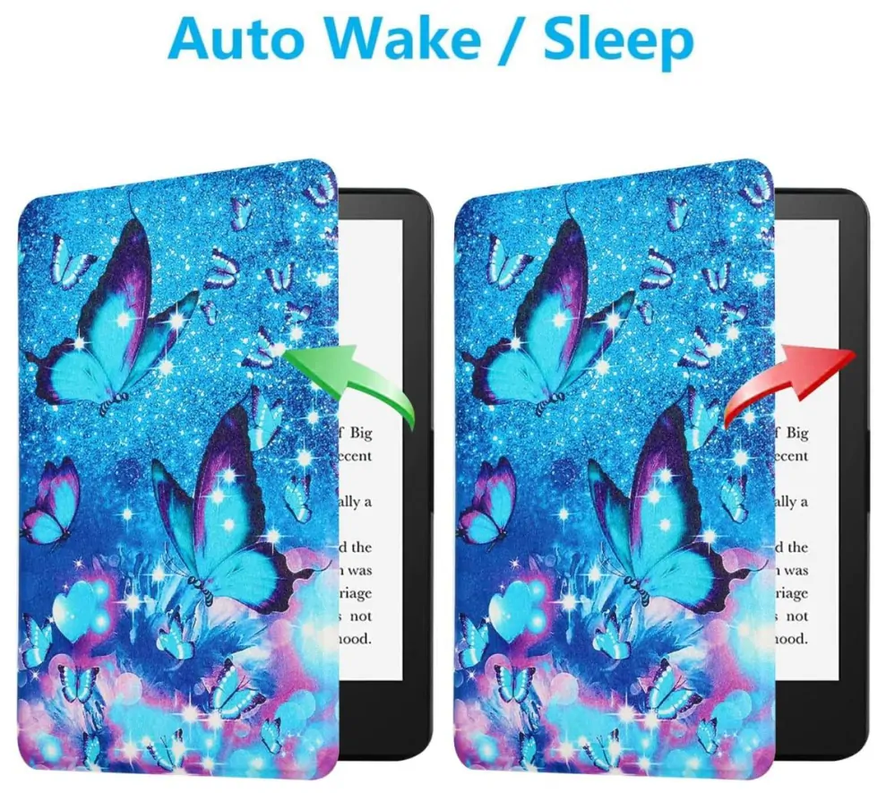 Armori Trimer T176, pouzdro pro Amazon Kindle Paperwhite 5 (2021) - magnetické zavírání, AutoSleep, motiv Blue Butterfly