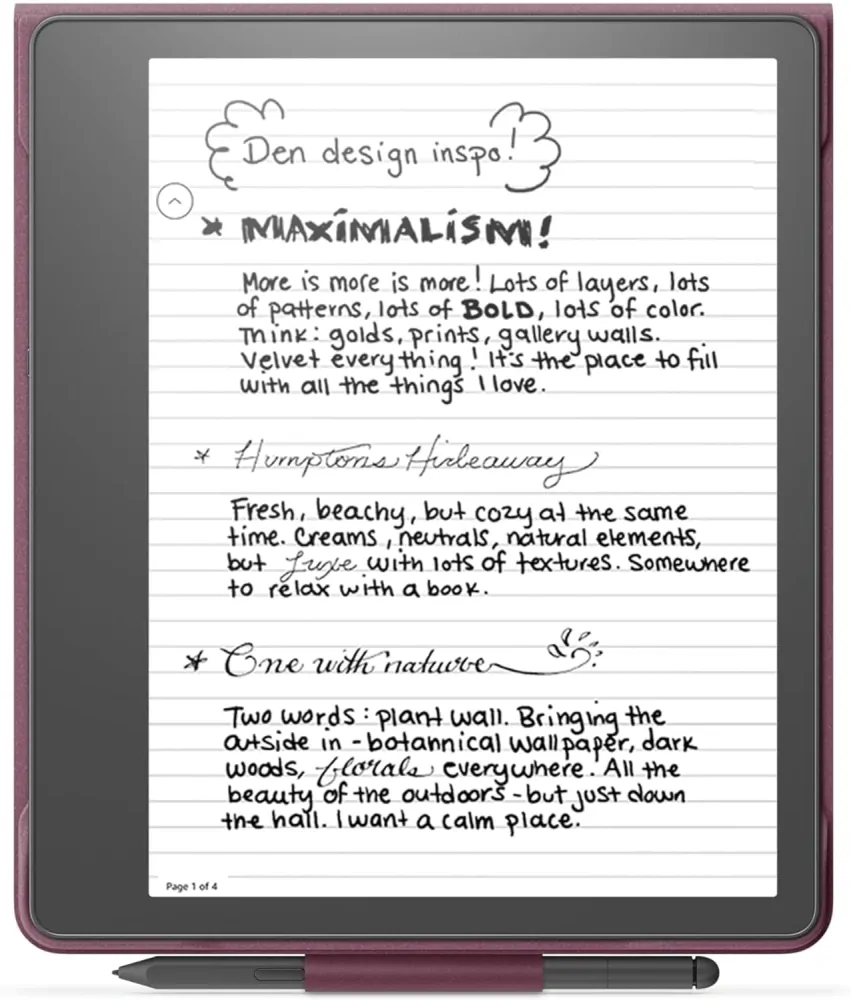 Originální pouzdro Amazon Kindle Scribe - KSLEBL, pravá kůže, stojánek, červené (Merlot)