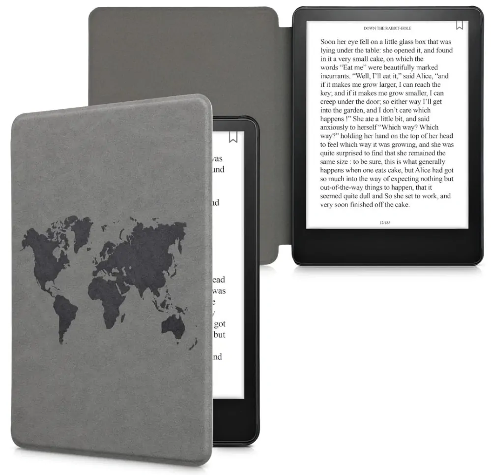 Pouzdro KW Mobile - Travel Outline - KW5625807 - pro Amazon Kindle Paperwhite 5 (2021) - šedé