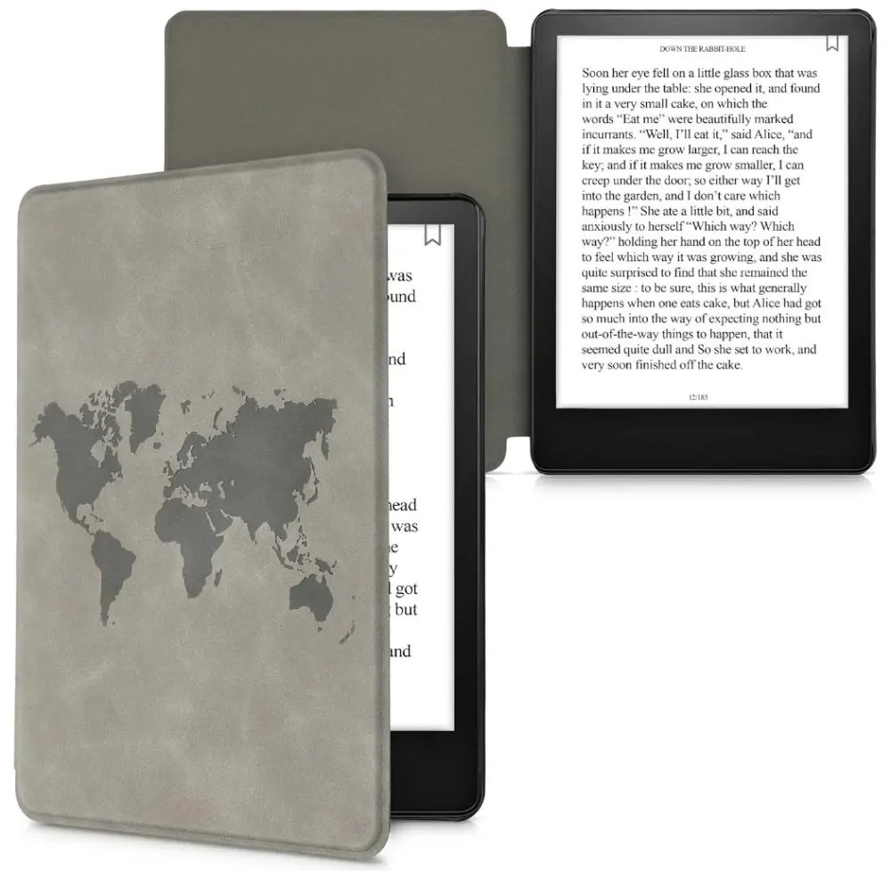 Pouzdro KW Mobile - Travel Outline II - KW5625704 - pro Amazon Kindle Paperwhite 5 (2021) - šedé