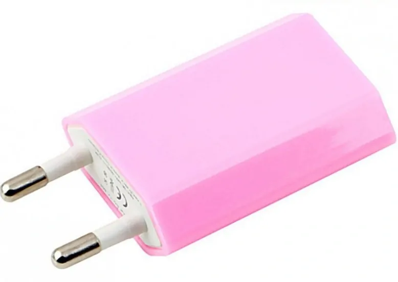 USB síťový adaptér - AR-1003 - Univerzální nabíječka, 5V/1A - světle růžový