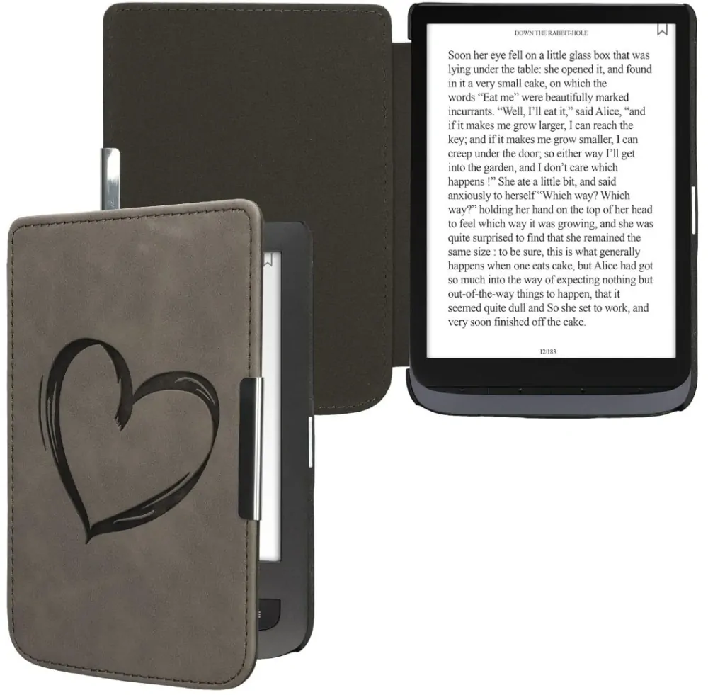 Pouzdro KW Mobile - Brushed Heart - KW5574703 - pro Pocketbook 614/615/624/625/626 - tmavě šedé