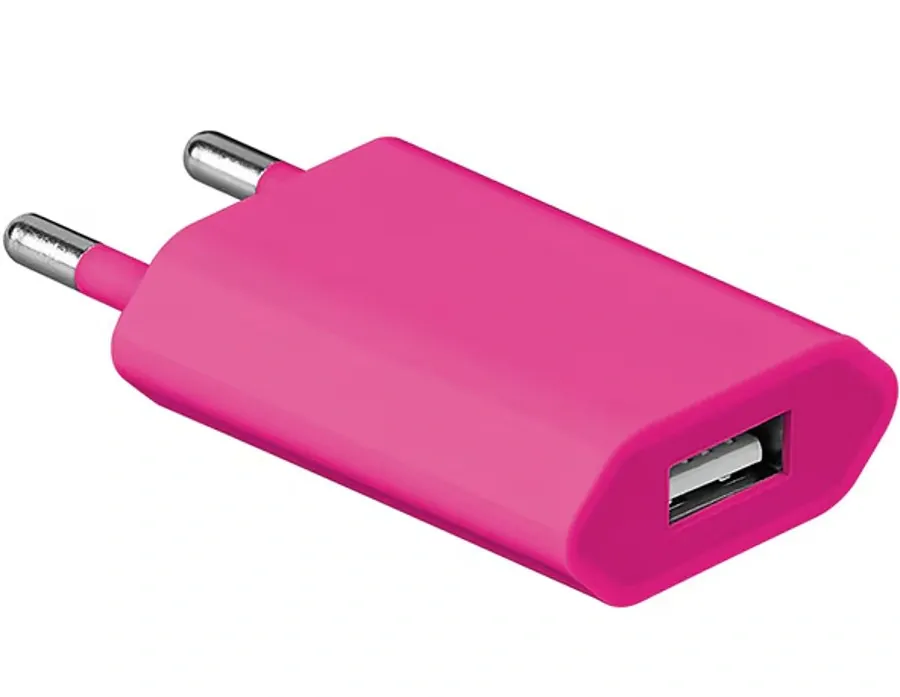 USB síťový adaptér - AR-1004 - Univerzální nabíječka, 5V/1A - tmavě růžový