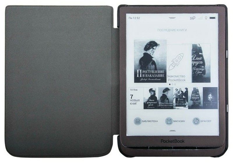 Durable Lock DL-1222 - pouzdro na Pocketbook 740 InkPad 3 - hnědé, magnetické zavírání, AutoSleep