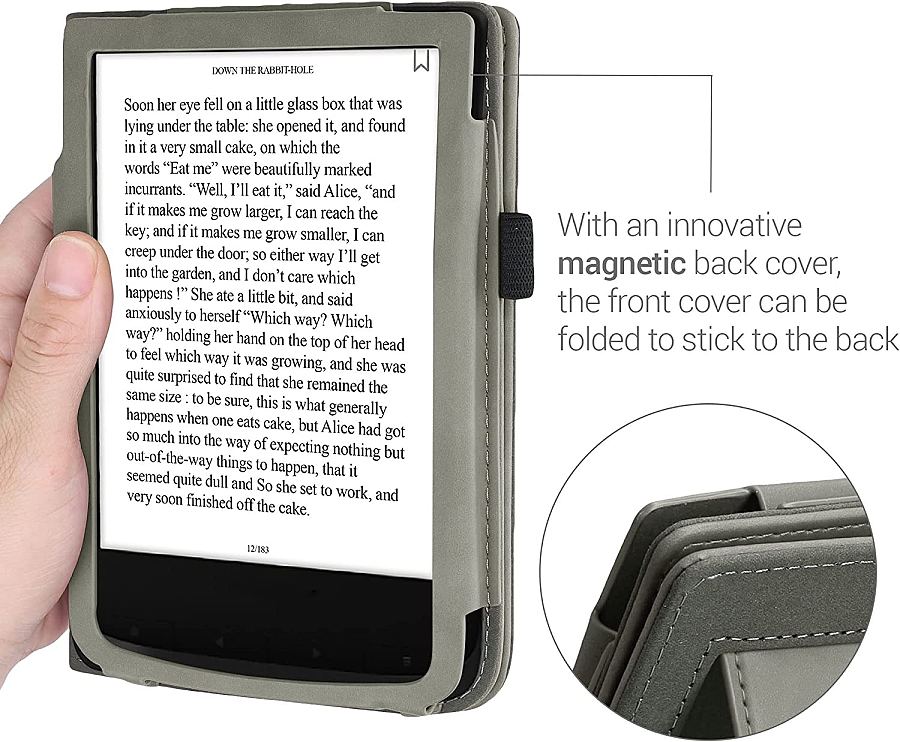 Pouzdro KW Mobile - Travel Outline - KW5481705 - pro Pocketbook 616/617/627/628/632/633 - šedé