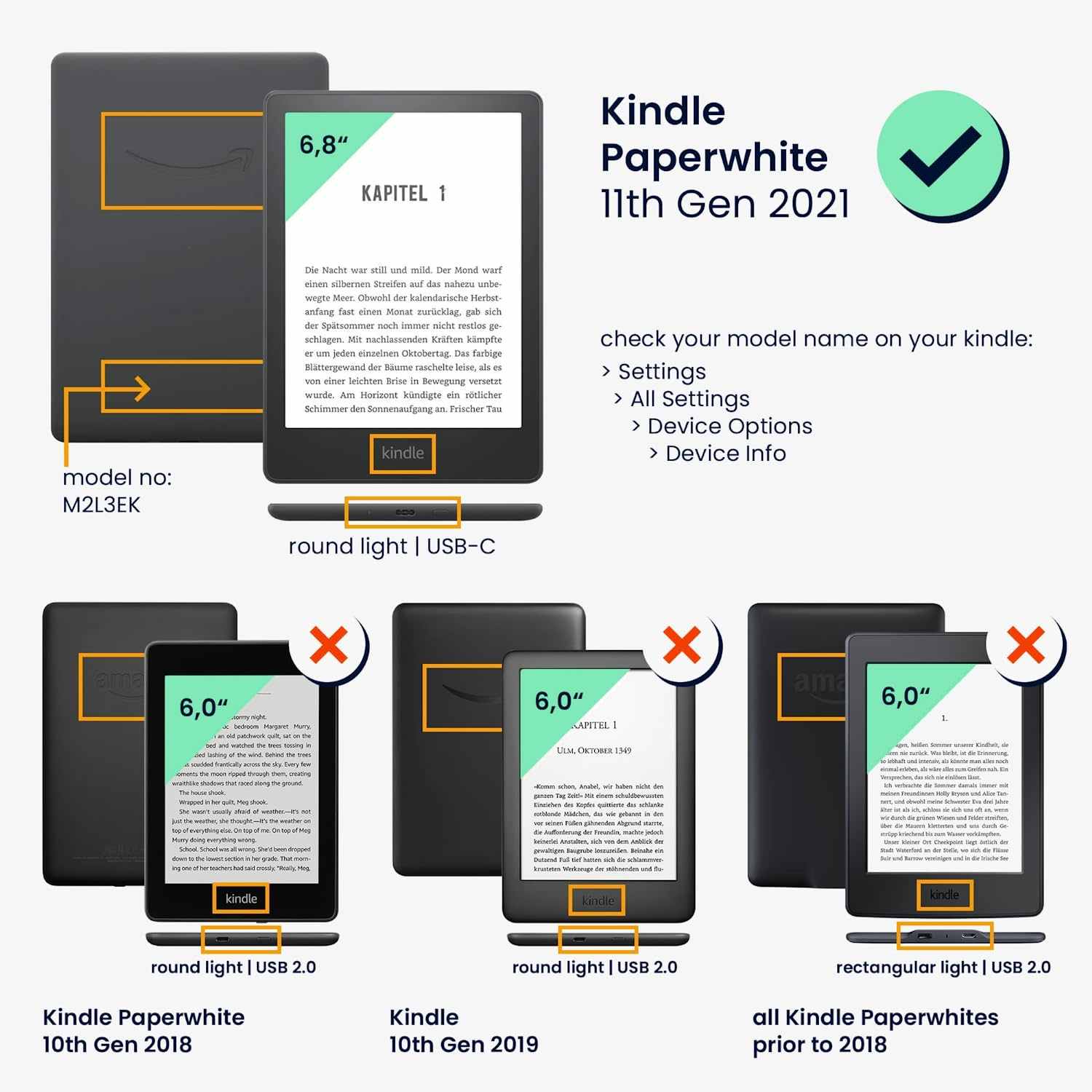 Pouzdro KW Mobile - Butterfly Tendril - KW5625603 - pro Amazon Kindle Paperwhite 5 (2021) - modré