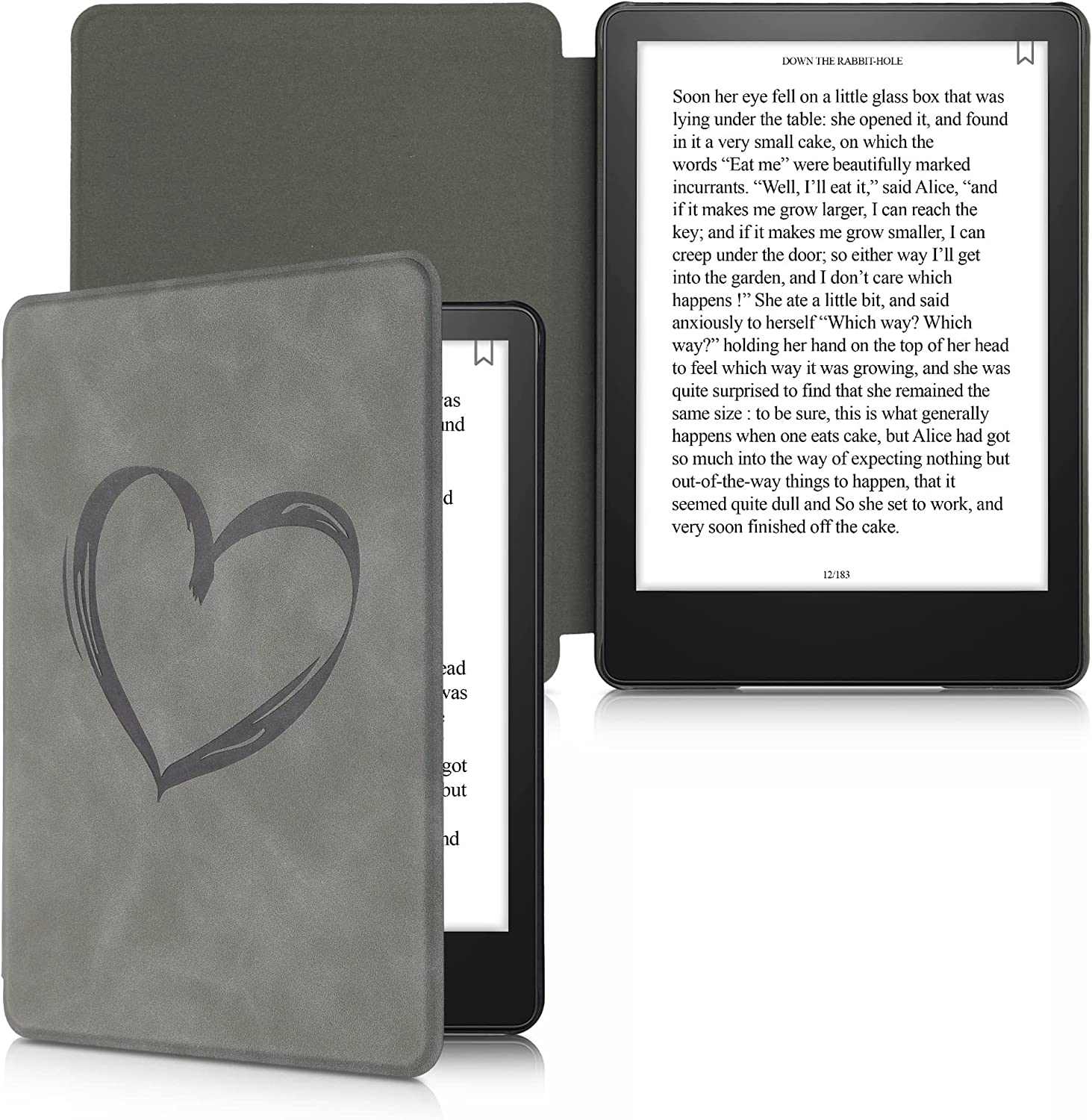 Pouzdro KW Mobile - Brushed Heart - KW5625703 - pro Amazon Kindle Paperwhite 5 (2021) - šedé