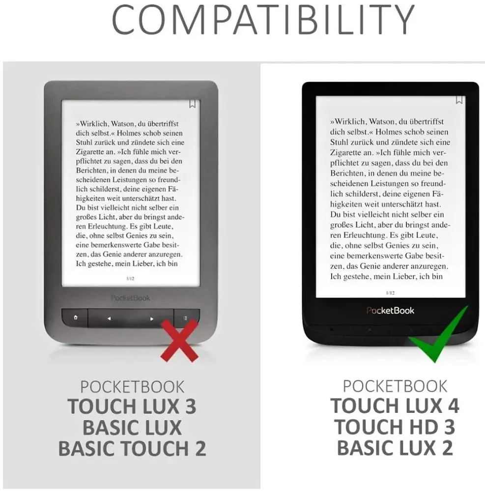 Pouzdro KW Mobile (Kalibri) - Real Leather - KA4781005 - pro Pocketbook 617/627/627/628/632/633 - černá kůže