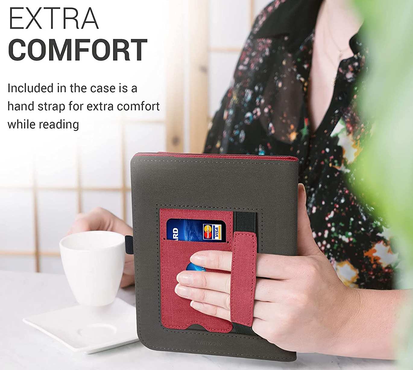 Pouzdro KW Mobile Double Leather - KW5364802 - pro Pocketbook 740/741 - barva grey, červené