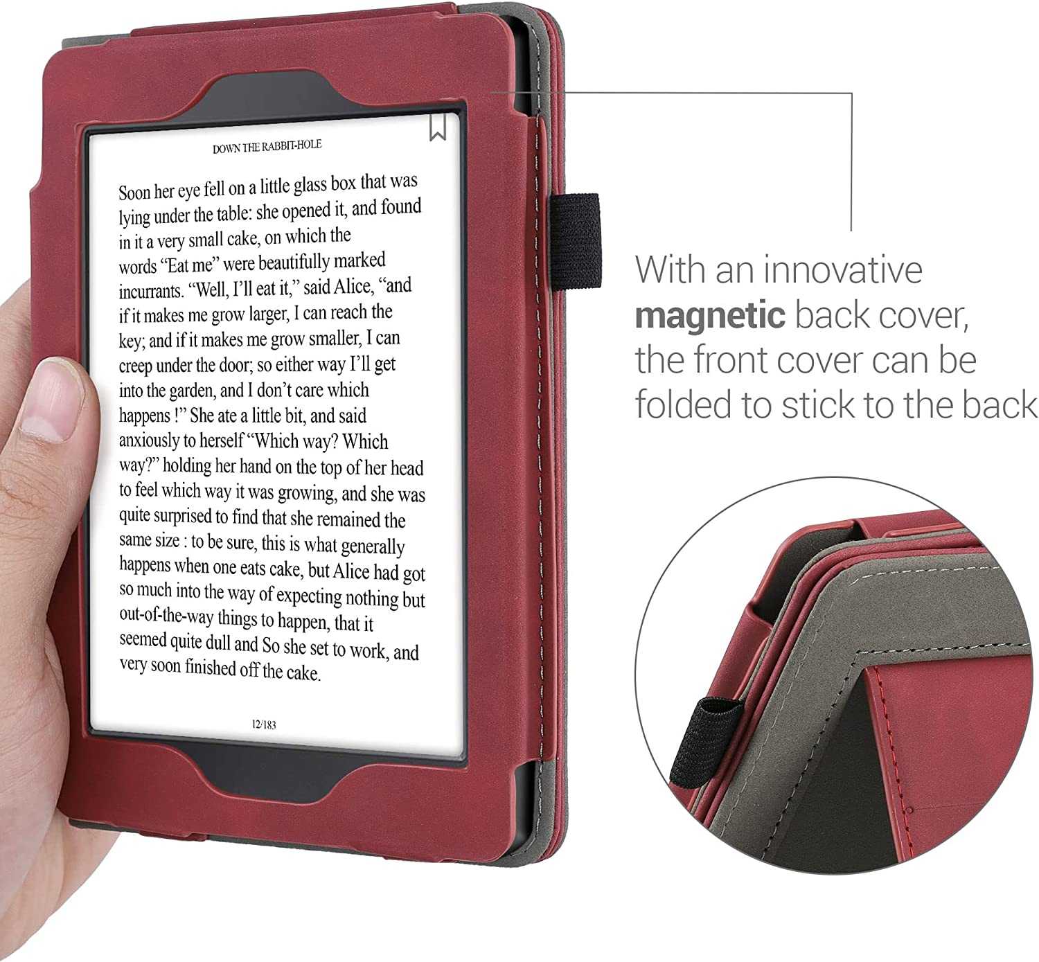 Pouzdro KW Mobile - Nubuck Brushed Heart - KW5567502 - pro Amazon Kindle Paperwhite 1/2/3 - Dark Red