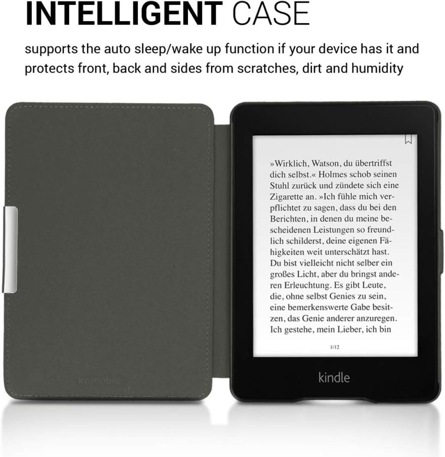 Pouzdro KW Mobile - Brushed Heart - KW4974707 - pro Amazon Kindle Paperwhite 1/2/3 - šedé