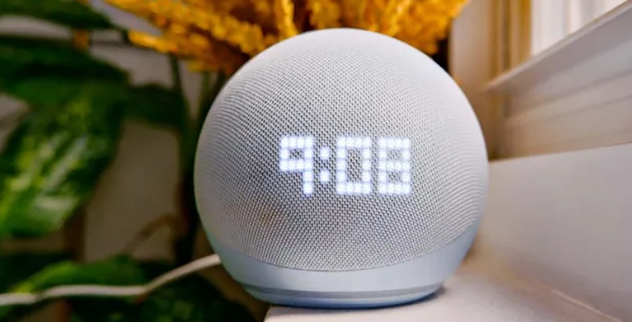 Amazon Echo DOT Clock 2022 (5. generace) - hlasový asistent s hodinami - Deep Sea Blue (modrý)