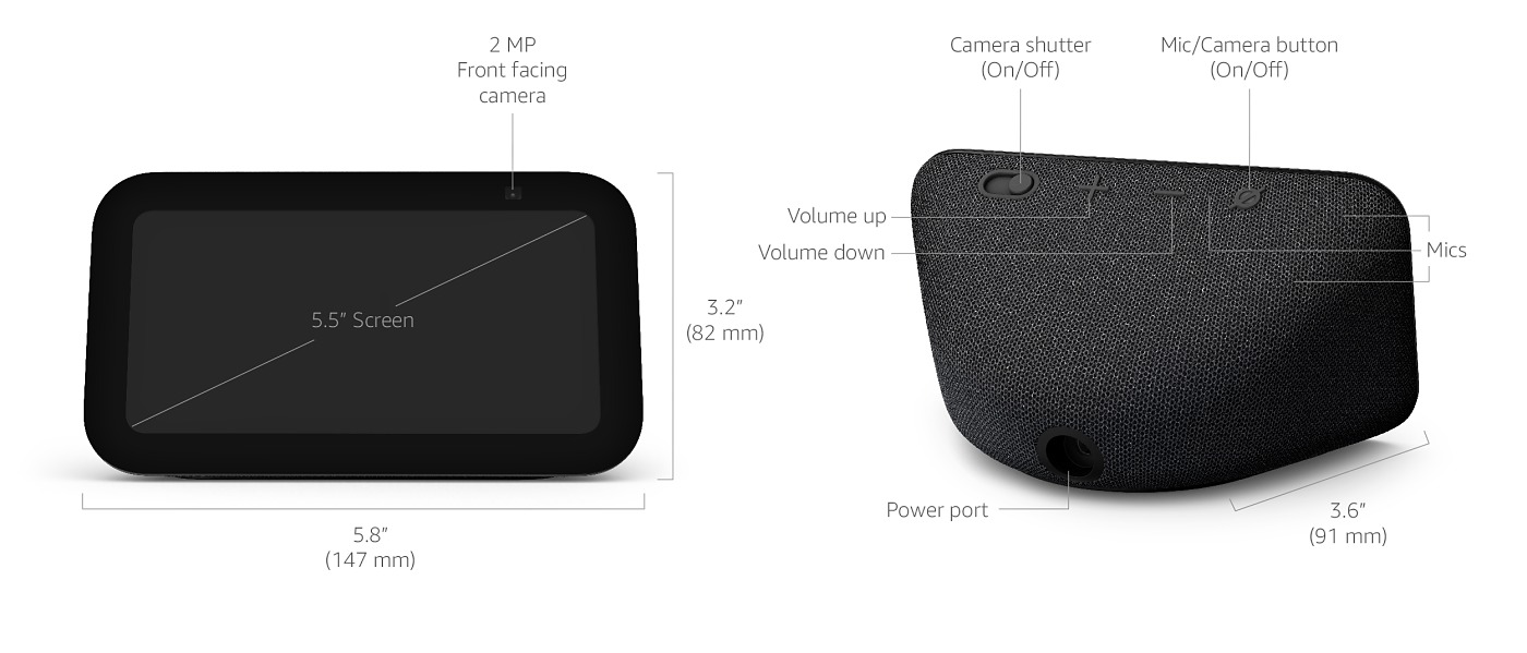 AMAZON ECHO SHOW 5 (2023, 3.GEN) - hlasový asistent s displejem 5,5" - černý