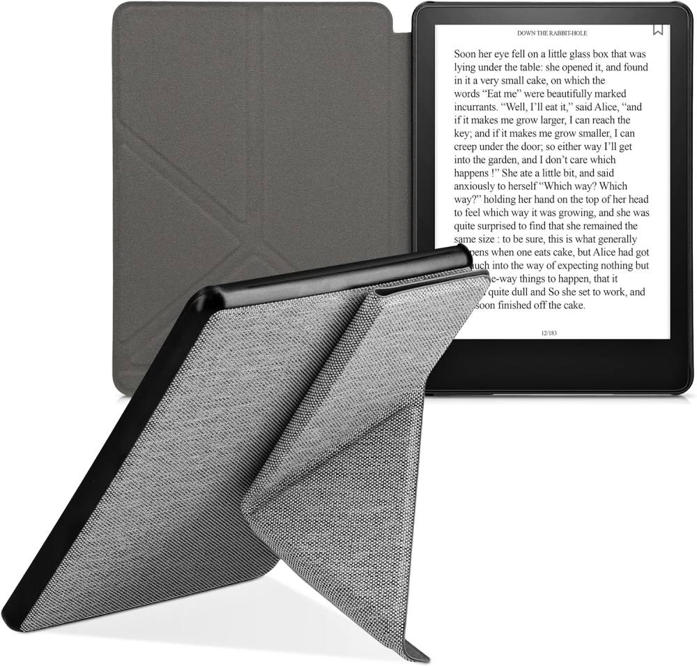Pouzdro KW Mobile - Origami Textil Light Grey - KW5776525 - pro Amazon Kindle Paperwhite 5 (2021) - světle šedé
