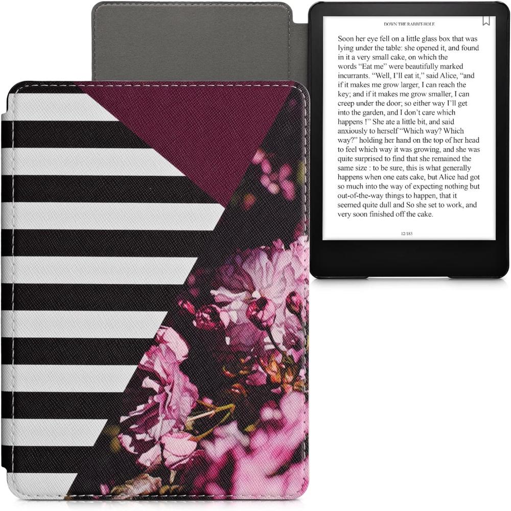 Pouzdro KW Mobile - Flowers & Stripes - KW5625662 - pro Amazon Kindle Paperwhite 5 (2021) - vícebarevné