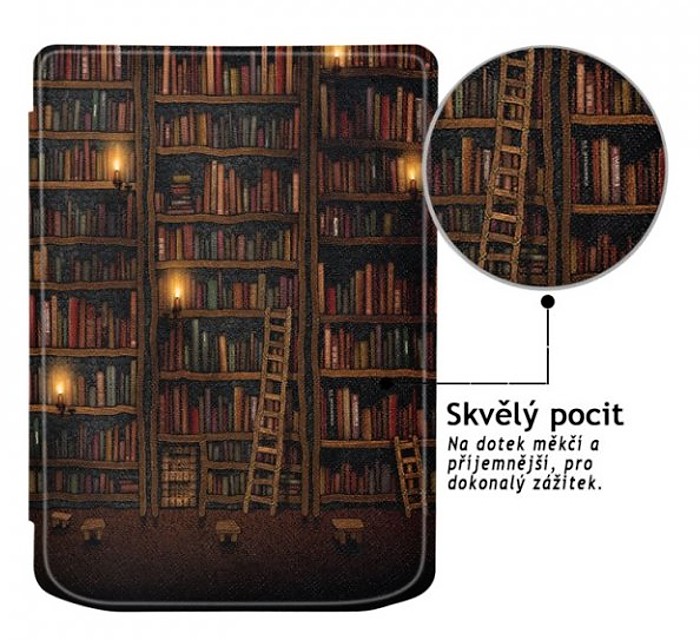 Pouzdro B-SAFE LOCK 3515, obal na Pocketbook 629 Verse / 634 Verse Pro - magnetické zavírání, AutoSleep, motiv Library