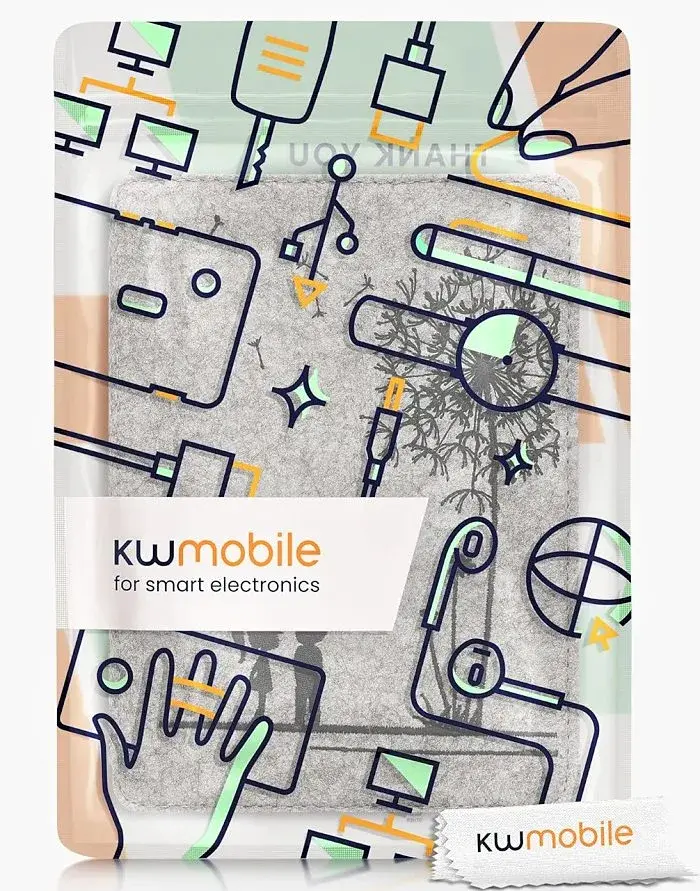 Pouzdro KW Mobile - Origami Felt Dandelion Love - KW4690801 - pro Amazon Kindle Paperwhite 5 (2021) - šedé