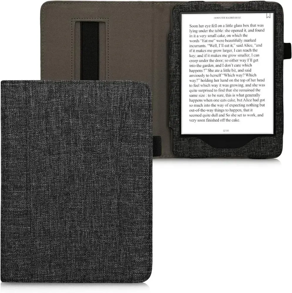 Pouzdro KW Mobile - Fabric Flip - KW5971819 - pro Amazon Kindle Paperwhite 4 (2018) - tmavě šedé