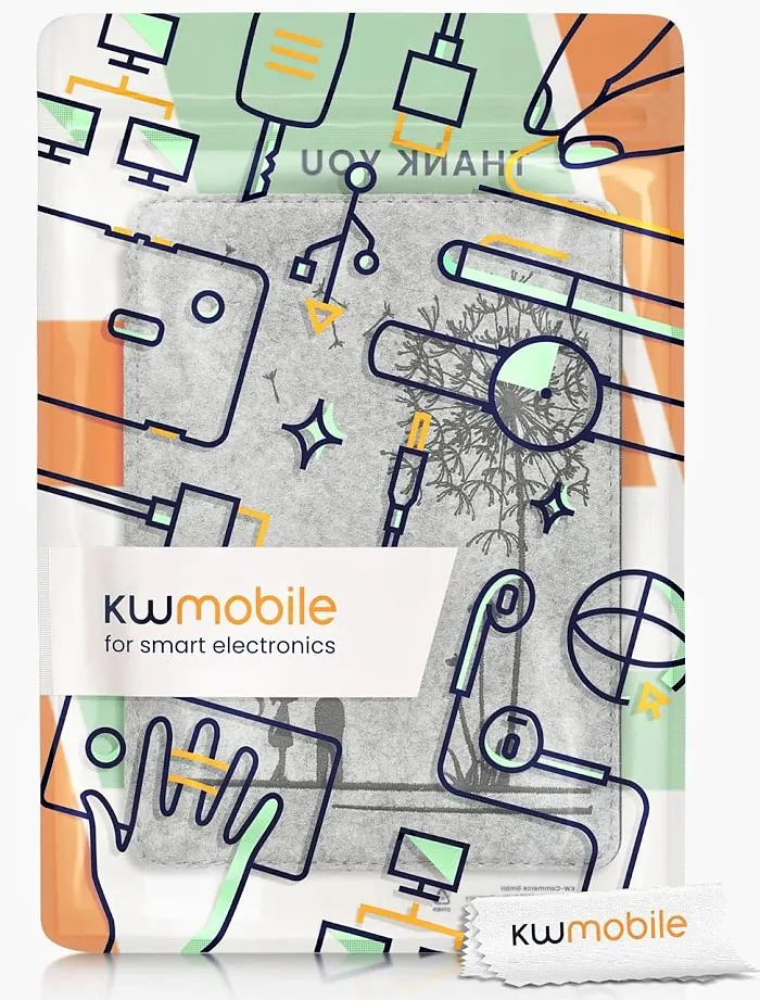 Pouzdro KW Mobile Felt Dandelion Love - KW5626001 - pro Amazon Kindle Paperwhite 5 (2021) - světle šedé