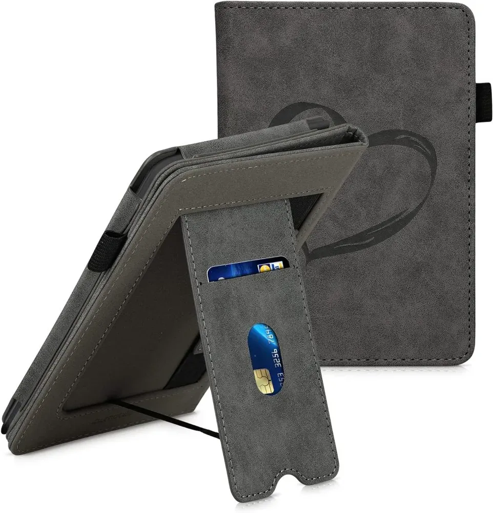 Pouzdro KW Mobile Brushed Heart - KW5626802 - pro Amazon Kindle Paperwhite 1/2/3 - tmavě šedé
