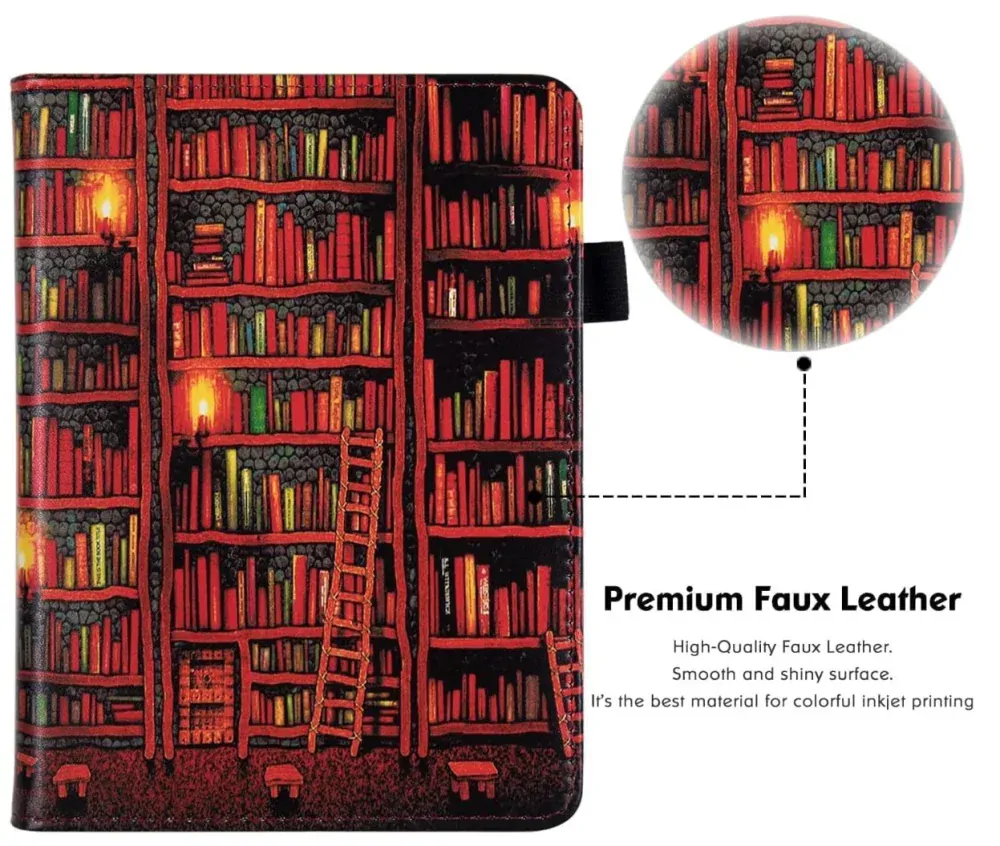 Fortress FT4021 Premium - pouzdro se stojánkem pro Amazon Kindle Paperwhite 5 (2021) - motiv Bookcase, magnet, AutoSleep