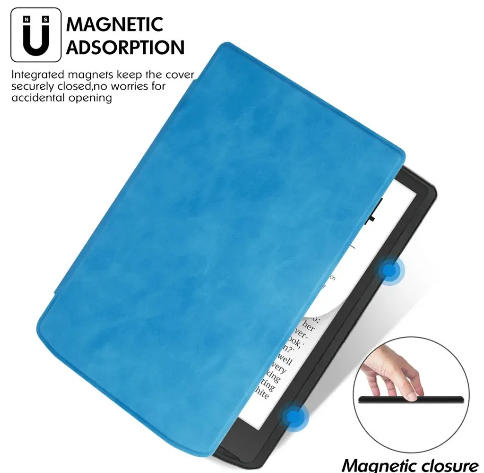 Pouzdro Durable Lock DL4044, obal na Pocketbook 743G InkPad 4 a Pocketbook 743C InkPad Color (2/3) - světle modré, magnetické zavírání, AutoSleep