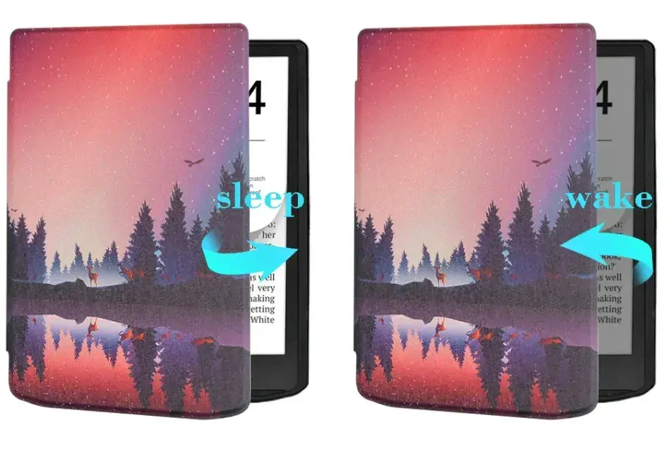 Pouzdro Durable Lock DL4048, obal na Pocketbook 743G InkPad 4 a Pocketbook 743C InkPad Color (2/3) - motiv Nightlake, magnetické zavírání, AutoSleep