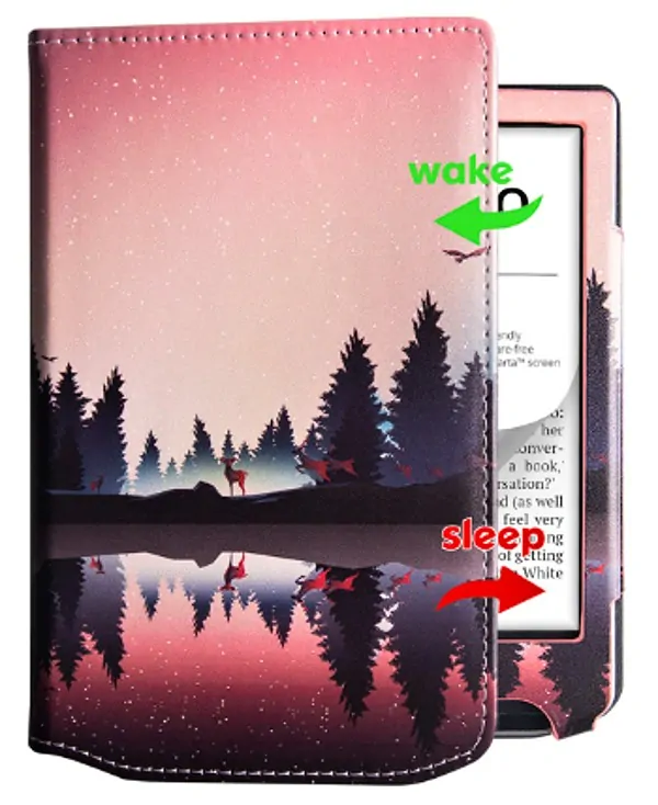 ARMORI Holder T049 - pouzdro se stojánkem pro Pocketbook 629/634 Verse (Pro) - motiv Nightlake, magnet, AutoSleep