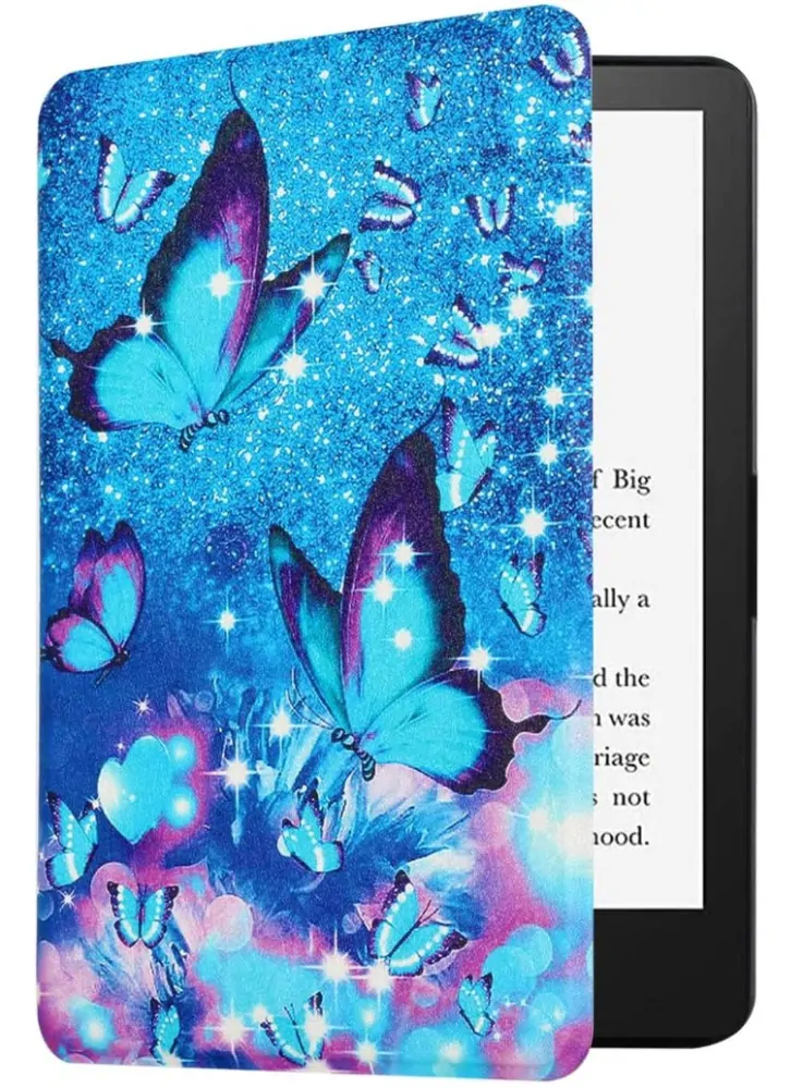Armori Trimer T110, pouzdro pro Amazon Kindle Paperwhite 1/2/3 - magnetické zavírání, AutoSleep, motiv Blue Butterfly