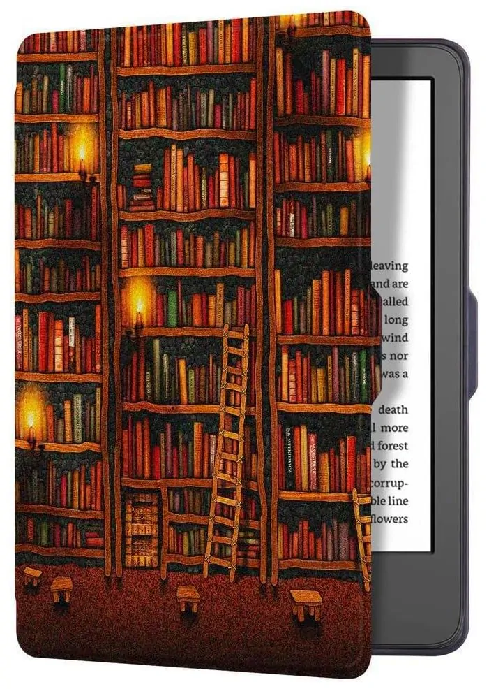 Armori Trimer T128, pouzdro pro Amazon Kindle Paperwhite 1/2/3 - magnetické zavírání, AutoSleep, motiv Library