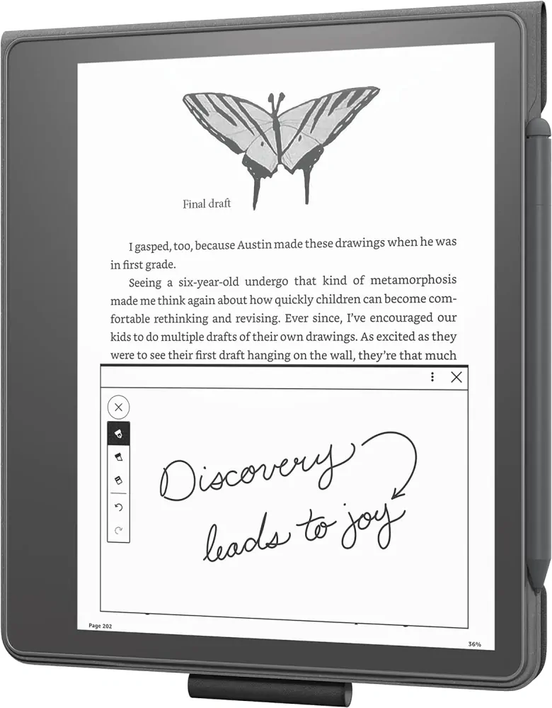 Originální pouzdro Amazon Kindle Scribe - KSLEBL, pravá kůže, stojánek, černé