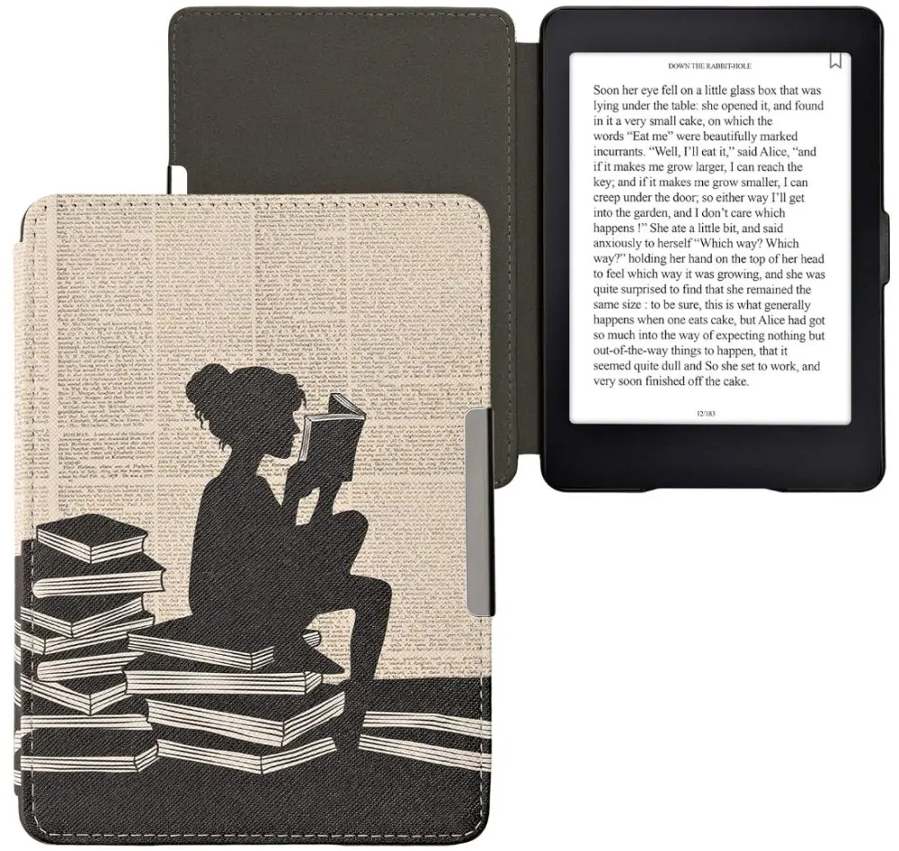 Pouzdro KW Mobile - Girl And Books - KW2582448 - pro Amazon Kindle Paperwhite 1/2/3 - vícebarevné