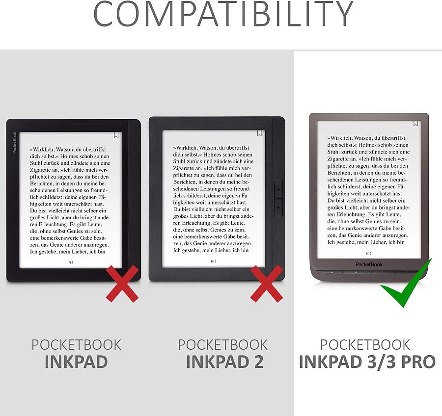 Pouzdro KW Mobile - Fabric Flip - KW4677519 - pro Pocketbook 740/741 - tmavě šedé