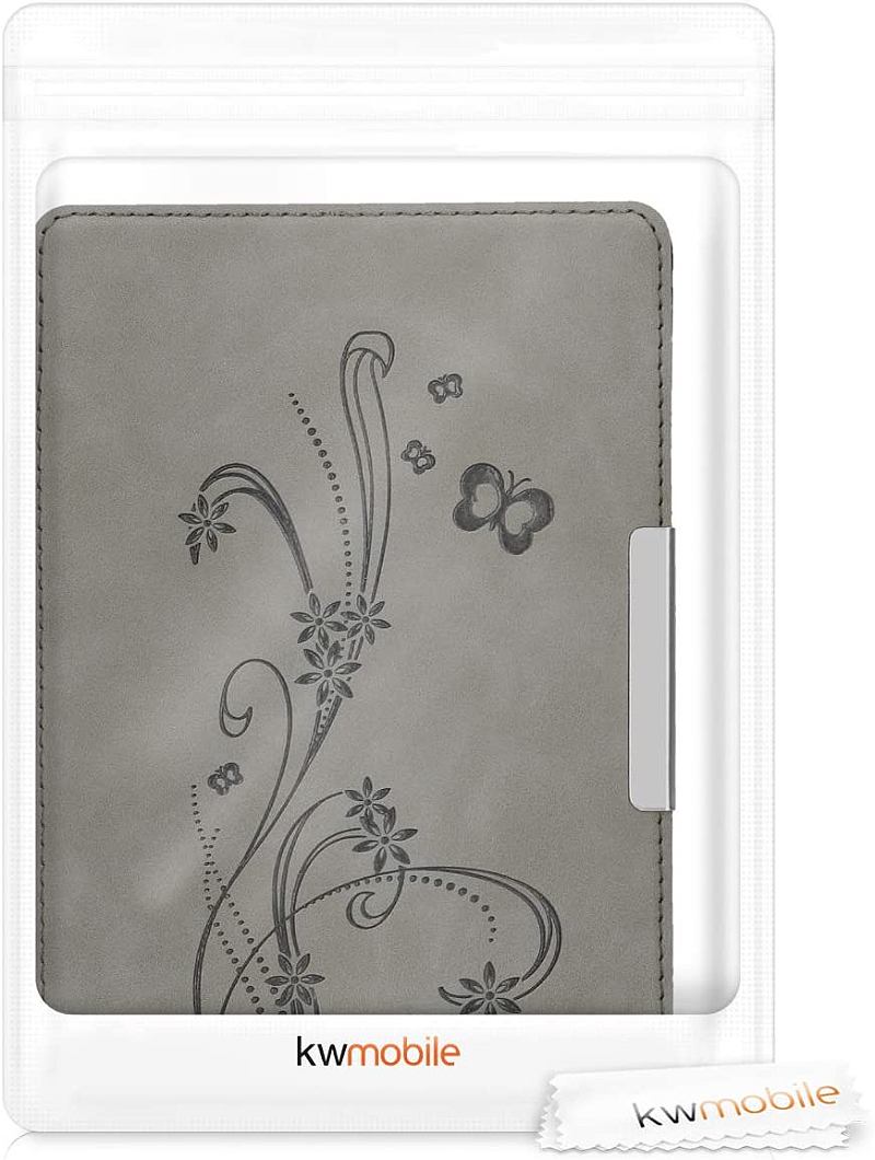 Pouzdro KW Mobile - Butterfly Tendril - KW5022802 - pro Pocketbook 616/617/627/628/632/633 - šedé