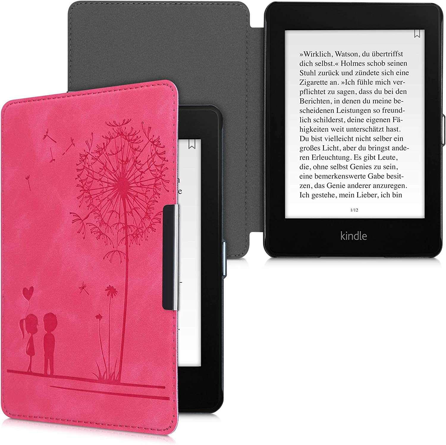 Pouzdro KW Mobile - Dandelion Love Dark Pink - KW4897510 - pro Amazon Kindle Paperwhite 4 (2018) - růžové