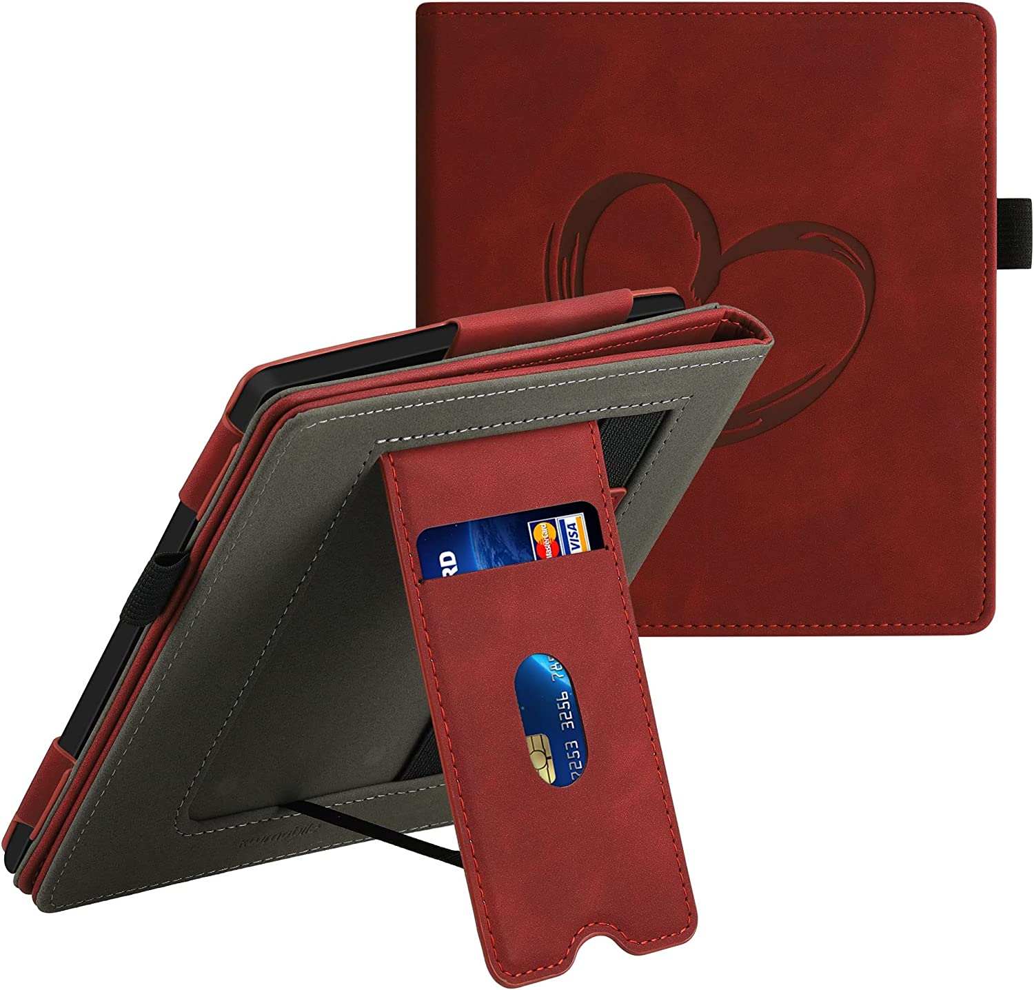 Pouzdro KW Mobile - Nubuck Brushed Heart - KW5939301 - pro Amazon Kindle Oasis 2/3 - Dark Red