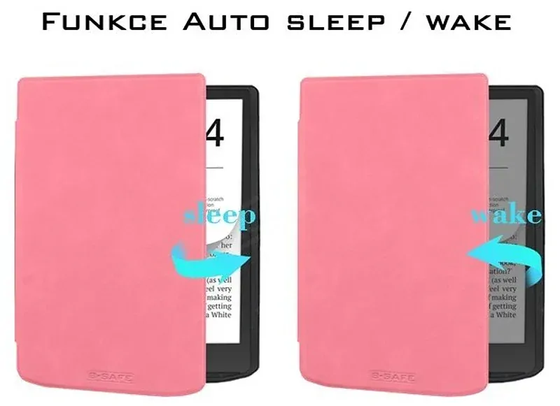 Pouzdro B-SAFE LOCK 3480, obal na Pocketbook 743G InkPad 4 a Pocketbook 743C InkPad Color 2 - světle růžové, magnetické zavírání, AutoSleep