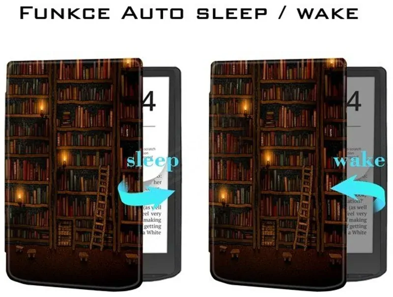 Pouzdro B-SAFE LOCK 3485, obal na Pocketbook 743G InkPad 4 a Pocketbook 743C InkPad Color 2 - motiv Bookcase, magnetické zavírání, AutoSleep