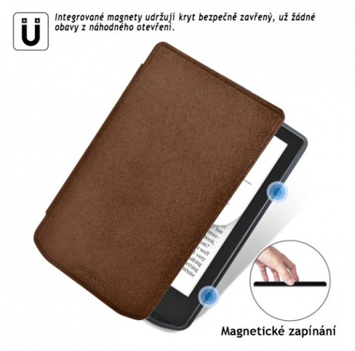 Pouzdro B-SAFE LOCK 3506, obal na Pocketbook 629 Verse / 634 Verse Pro - magnetické zavírání, AutoSleep, hnědé