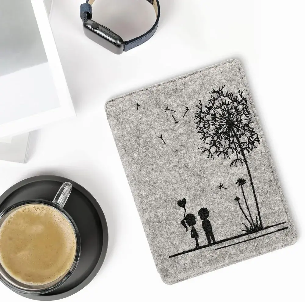 Pouzdro KW Mobile - Origami Felt Dandelion Love - KW4690801 - pro Amazon Kindle Paperwhite 5 (2021) - šedé