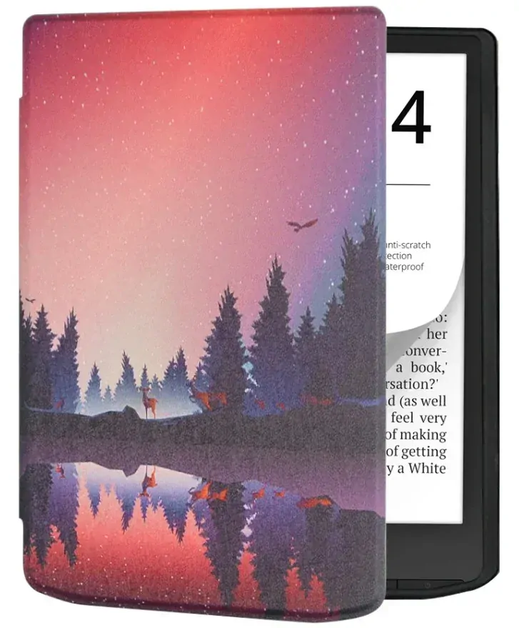 Pouzdro Durable Lock DL4048, obal na Pocketbook 743G InkPad 4 a Pocketbook 743C InkPad Color (2/3) - motiv Nightlake, magnetické zavírání, AutoSleep