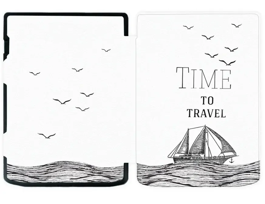 Pouzdro Durable Lock DL4049, obal na Pocketbook 743G InkPad 4 a Pocketbook 743C InkPad Color (2/3) - motiv Time to Travel, magnetické zavírání, AutoSleep