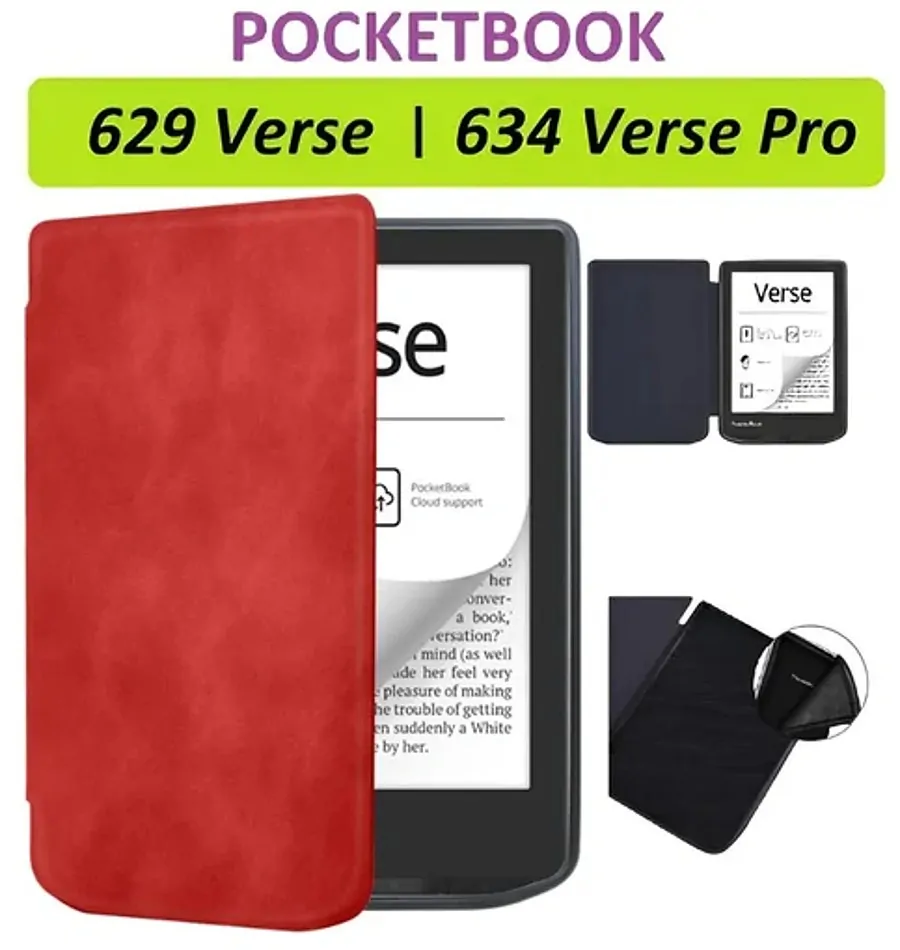 Armori Trimer T052, pouzdro pro Pocketbook 629 Verse / 634 Verse Pro - magnetické zavírání, AutoSleep, červené