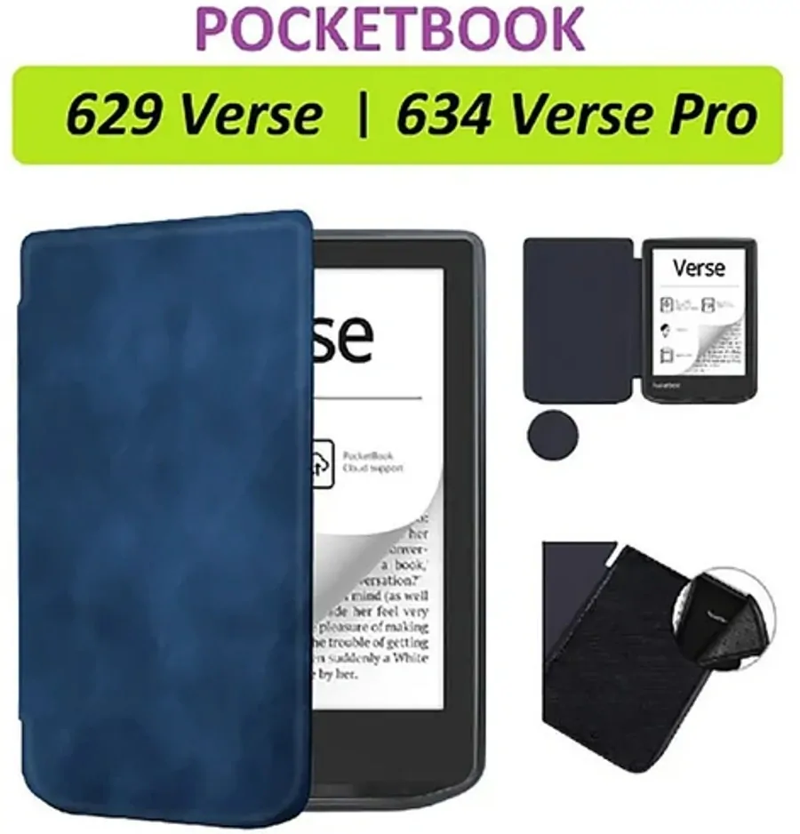 Armori Trimer T055, pouzdro pro Pocketbook 629 Verse / 634 Verse Pro - magnetické zavírání, AutoSleep, tmavě modré