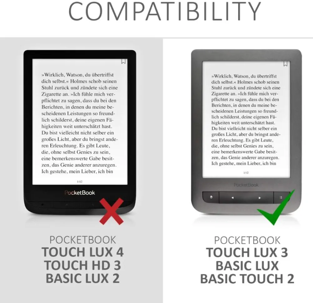 Pouzdro KW Mobile - Fabric Flip - KW4334422 - pro Pocketbook 614/615/624/625/626 - světle šedé