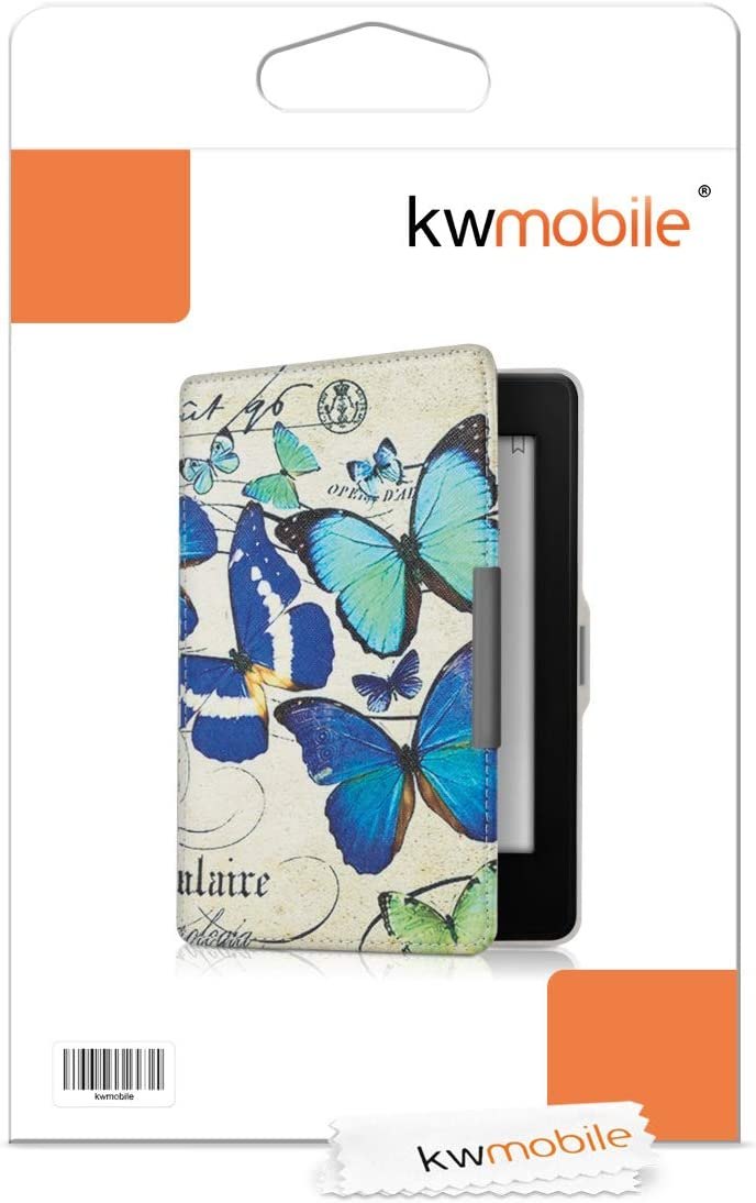 Pouzdro KW Mobile - Vintage Butterflies - KW2313606 - pro Amazon Kindle Paperwhite 1/2/3 - modré, béžové