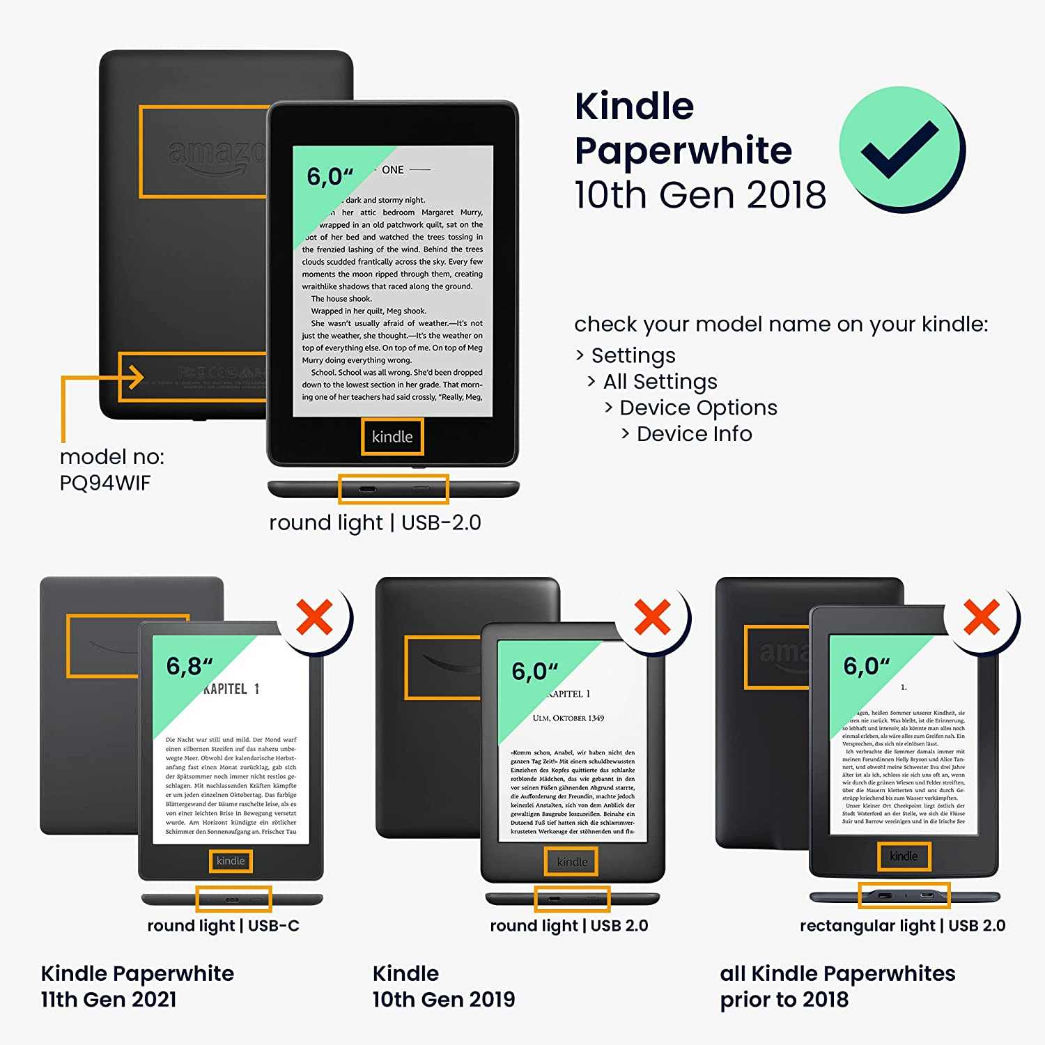 Pouzdro KW Mobile - Baroque Compass - KW4672404 - pro Amazon Kindle Paperwhite 4 (2018) - silikonové