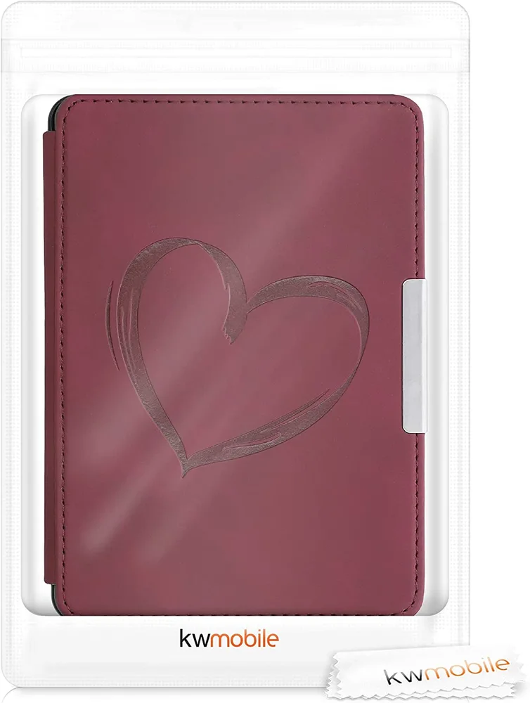 Pouzdro KW Mobile - Brushed Heart - KW4974710 - pro Amazon Kindle Paperwhite 1/2/3 - tmavě červené