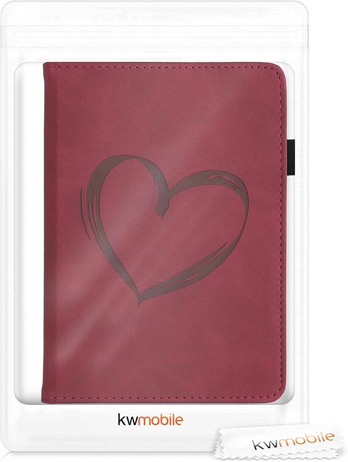Pouzdro KW Mobile - Nubuck Brushed Heart - KW5567502 - pro Amazon Kindle Paperwhite 1/2/3 - Dark Red