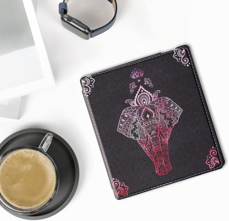 Pouzdro KW Mobile - Elephant Sketch Stand - KW5784901 - pro Amazon Kindle Oasis 2/3 - antracitové